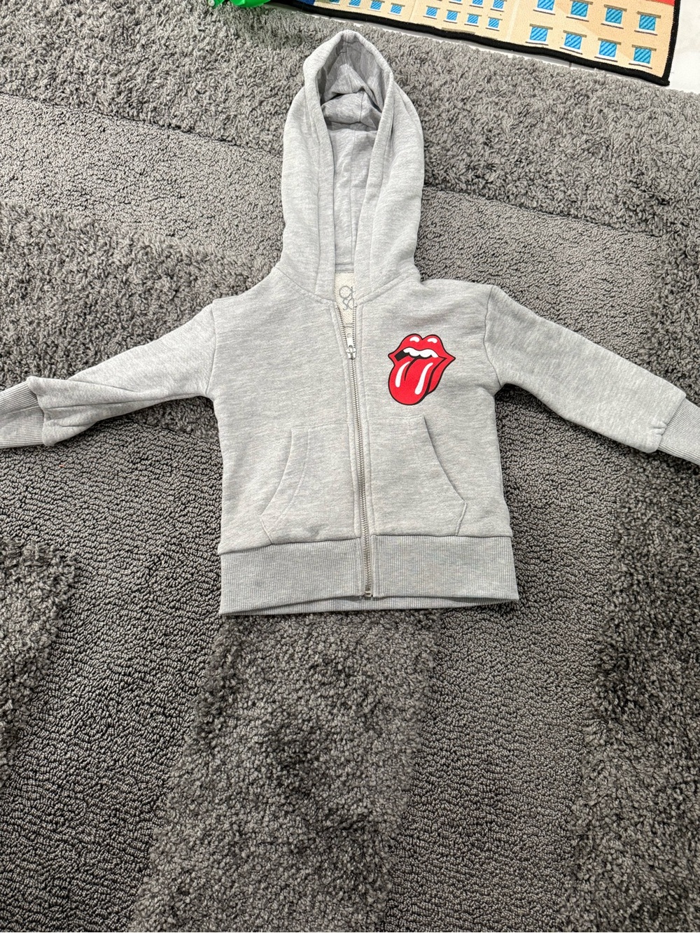 GAP Light Gray Zip Hoodie with Red Tongue Patch